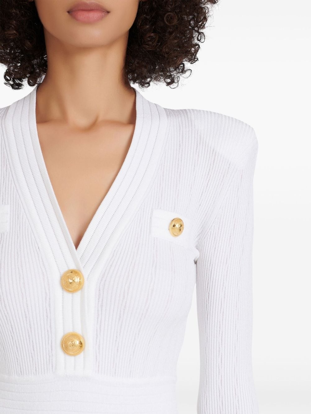 button-embellished knitted minidress - 5