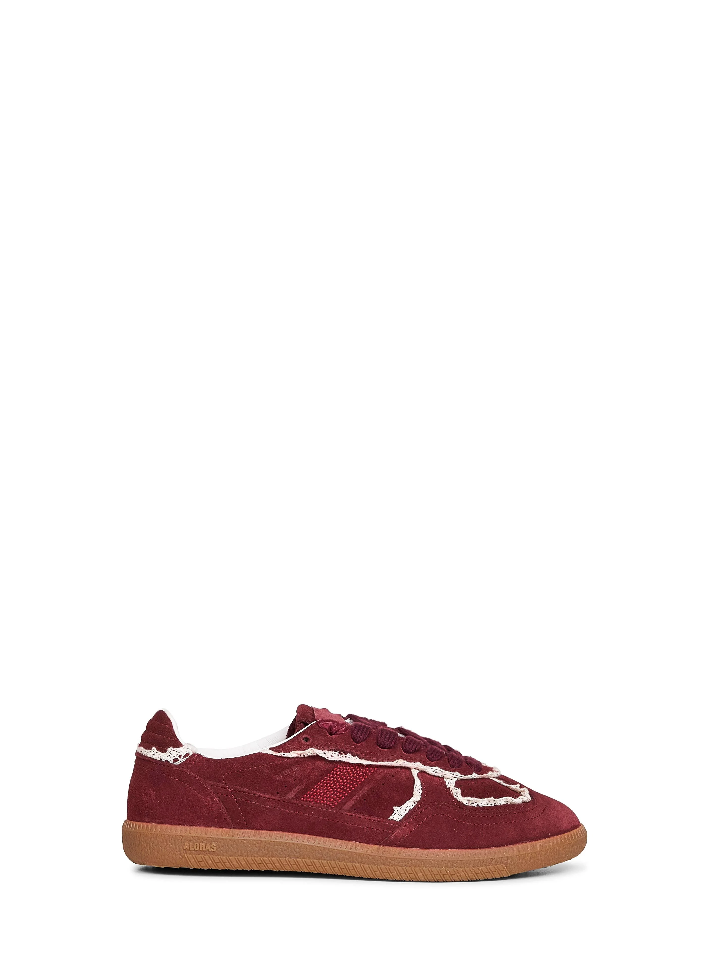 Burgundy suede Tb.490 sneakers with crochet details - 1