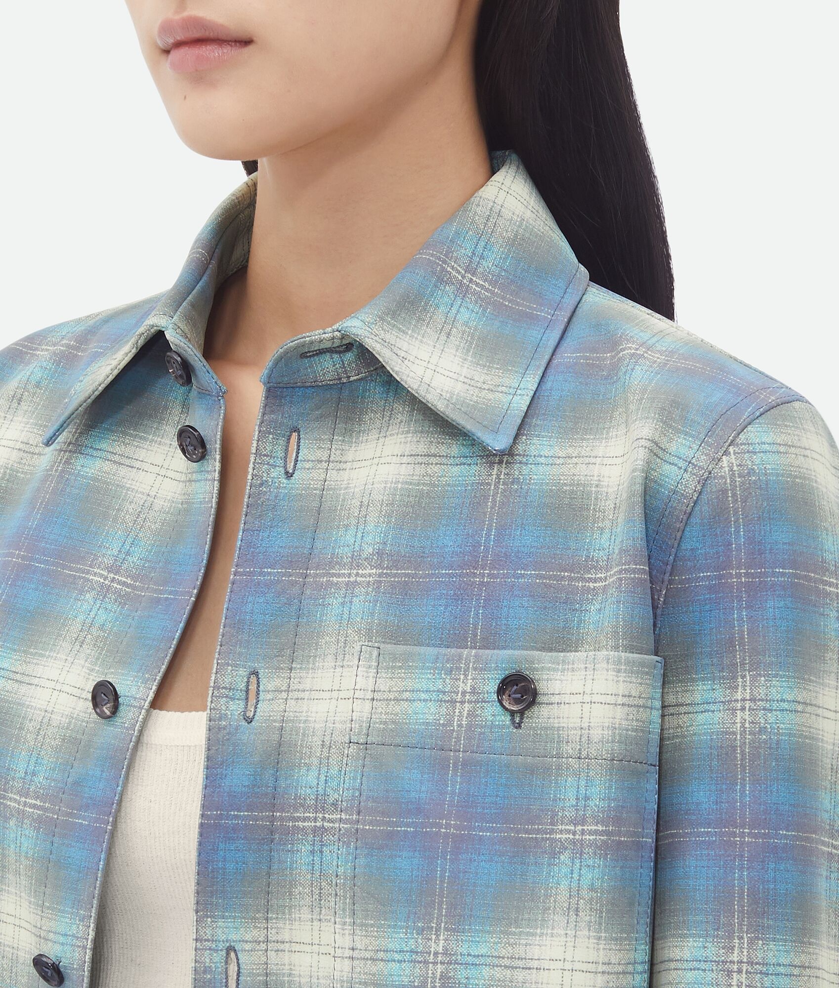 Flannel-Printed Leather Shirt - 4