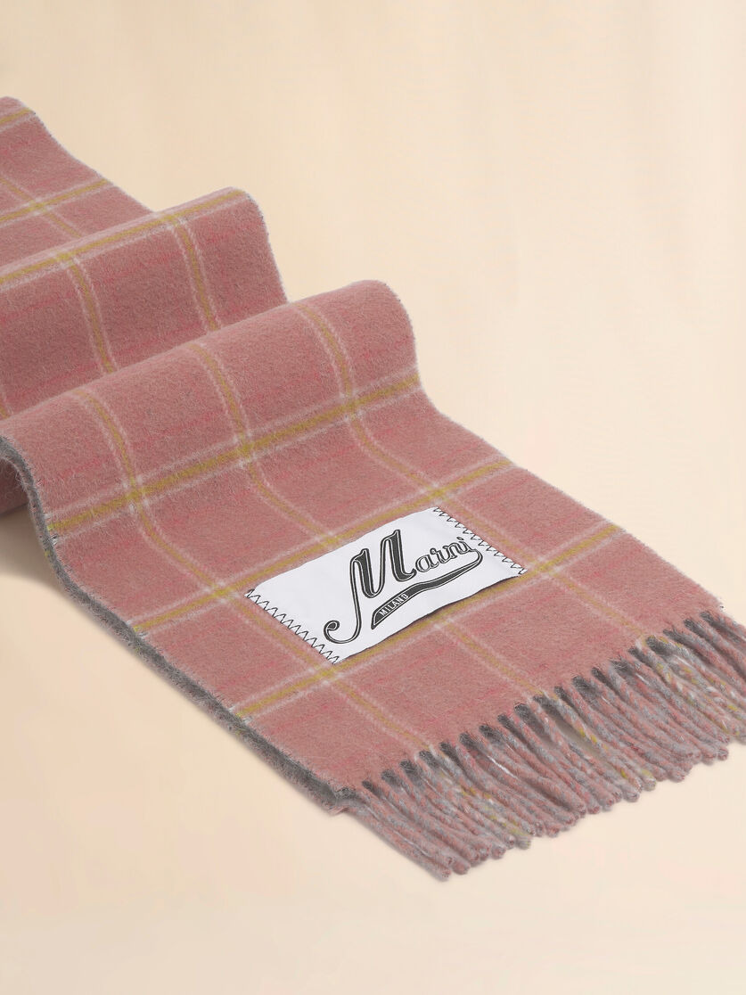 PINK WOOL-BLEND SCARF WITH CHECKED PATTERN - 3
