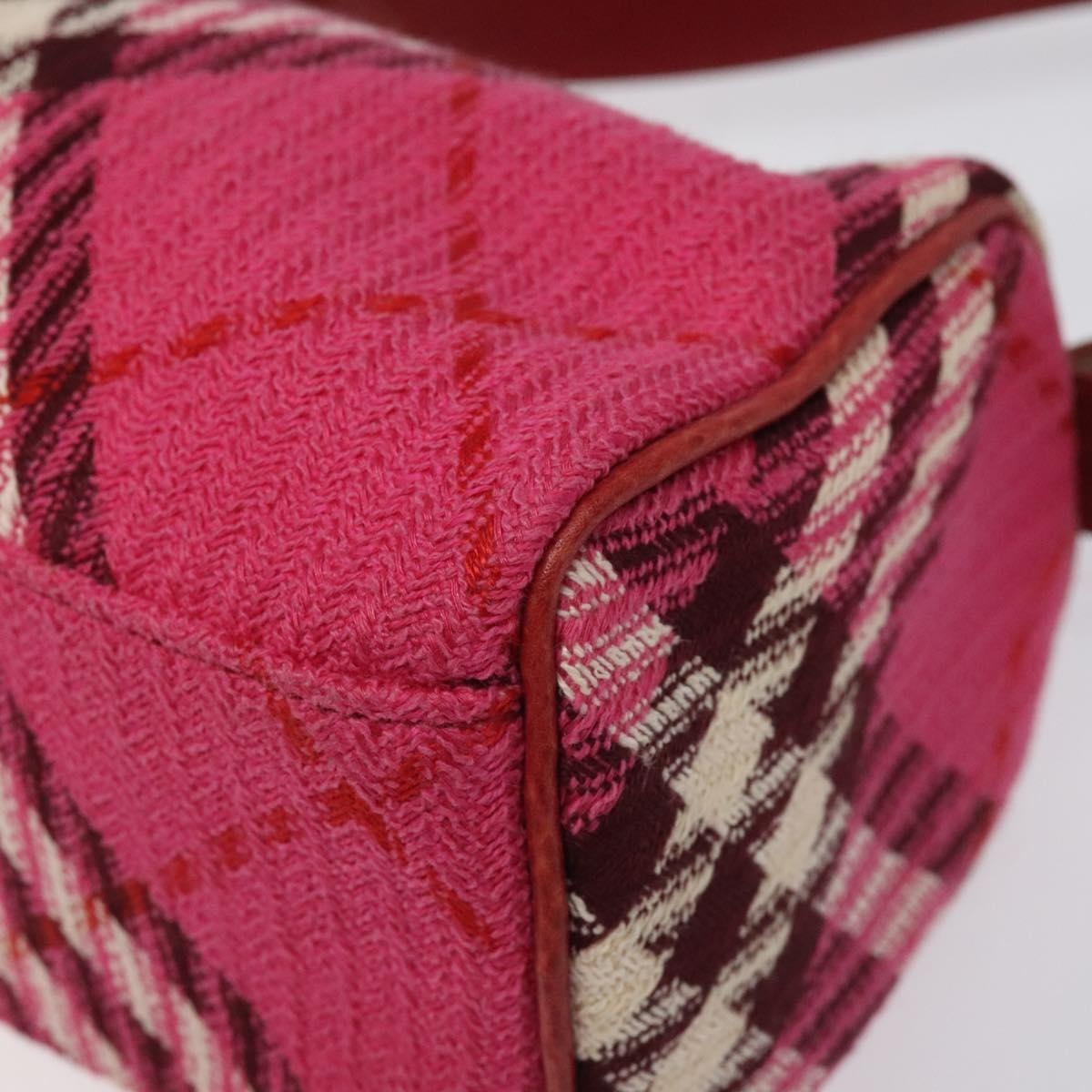 Burberry Nova Check Blue Label Hand Bag Canvas Pink Gold - 8