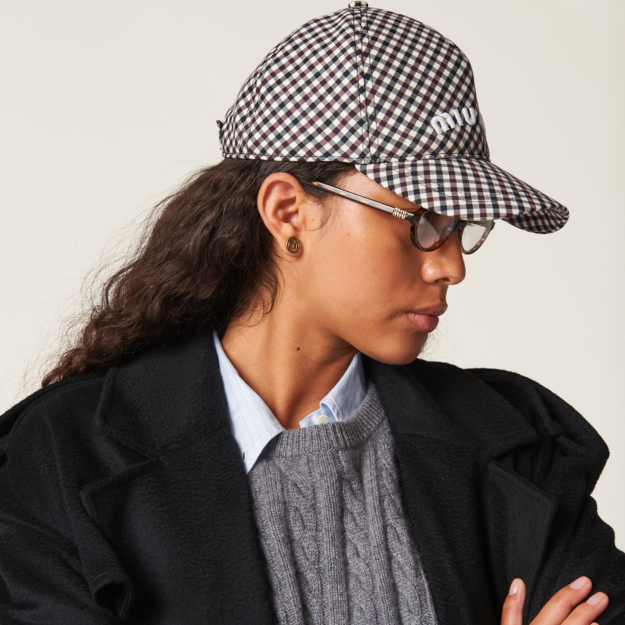 Gingham check wool baseball cap - 2