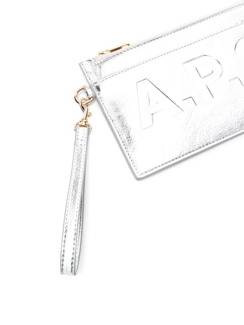 zip-up leather clutch bag - 4