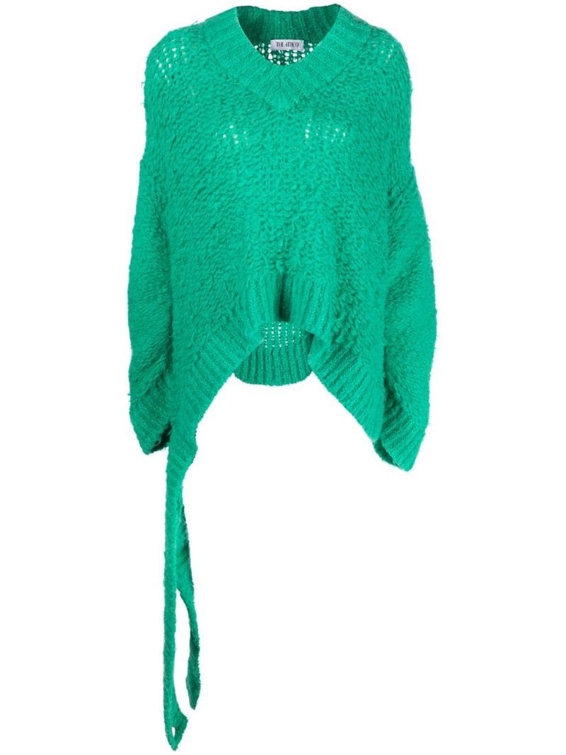 open-knit V-neck jumper - 1