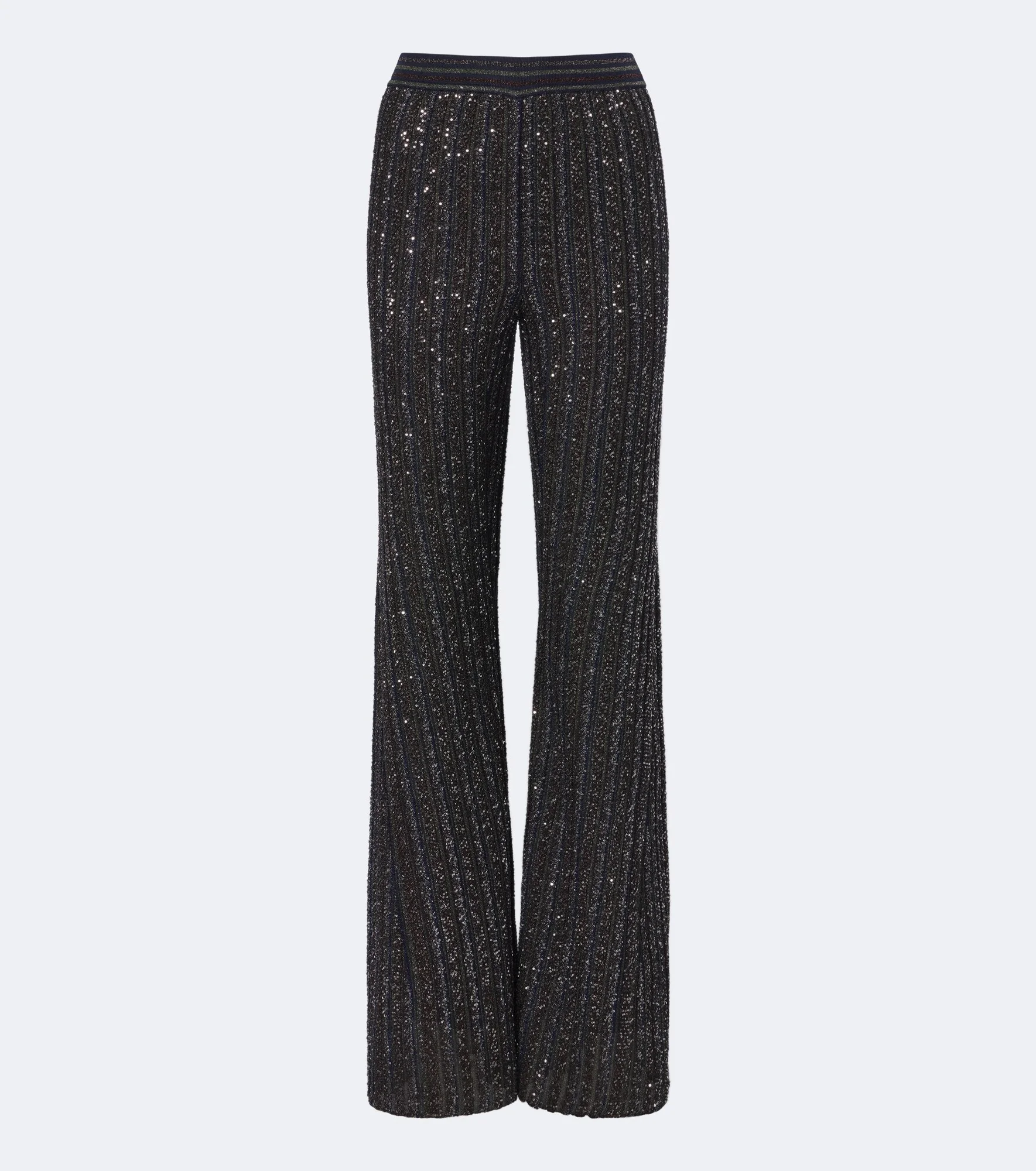 Knitted sequined wide-leg pants - 1