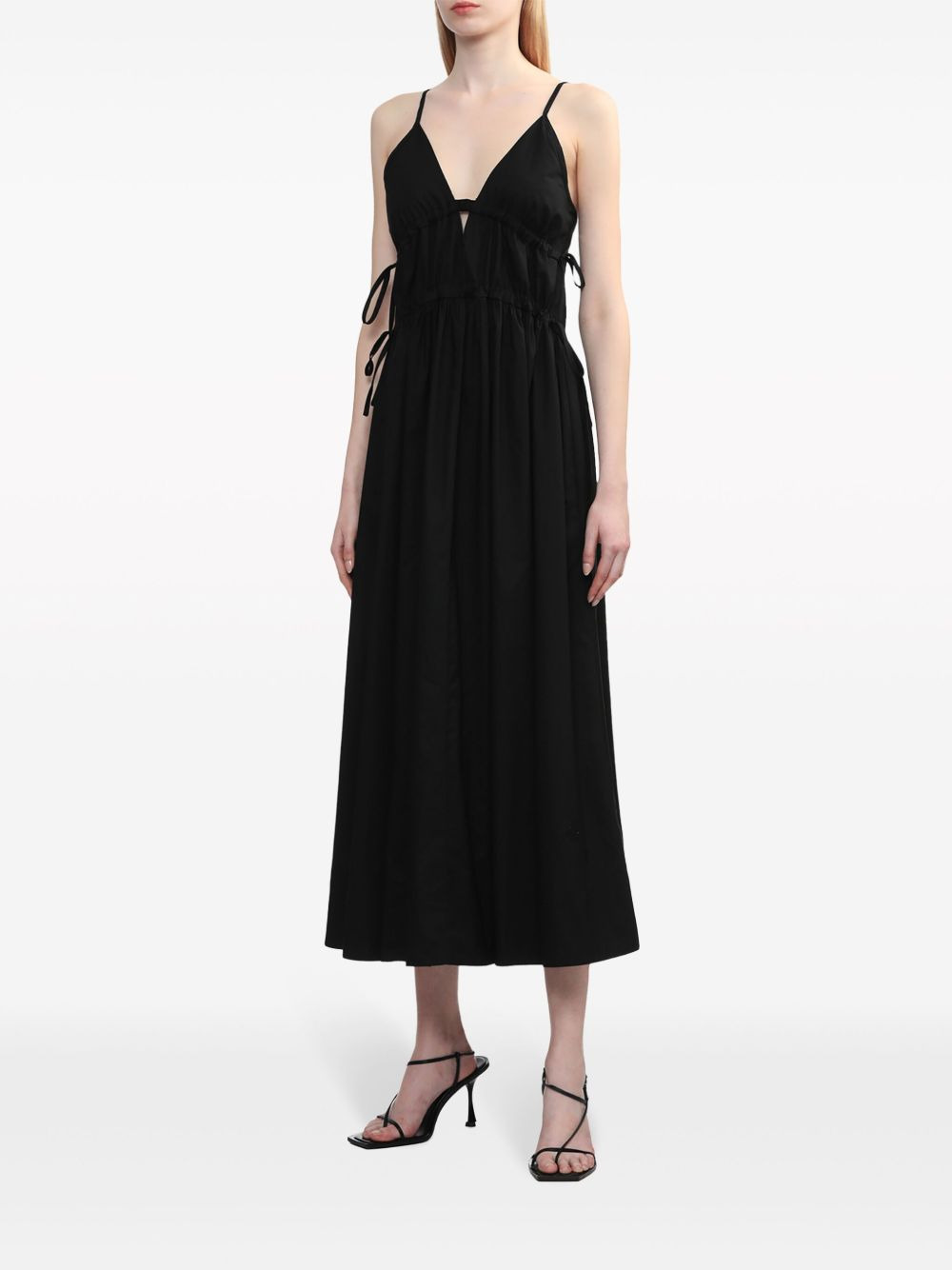 Miranda tie-detail cotton midi dress - 3