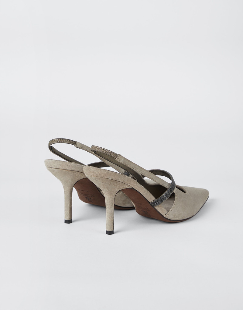 Brunello Cucinelli Suede heels with precious strap outlook