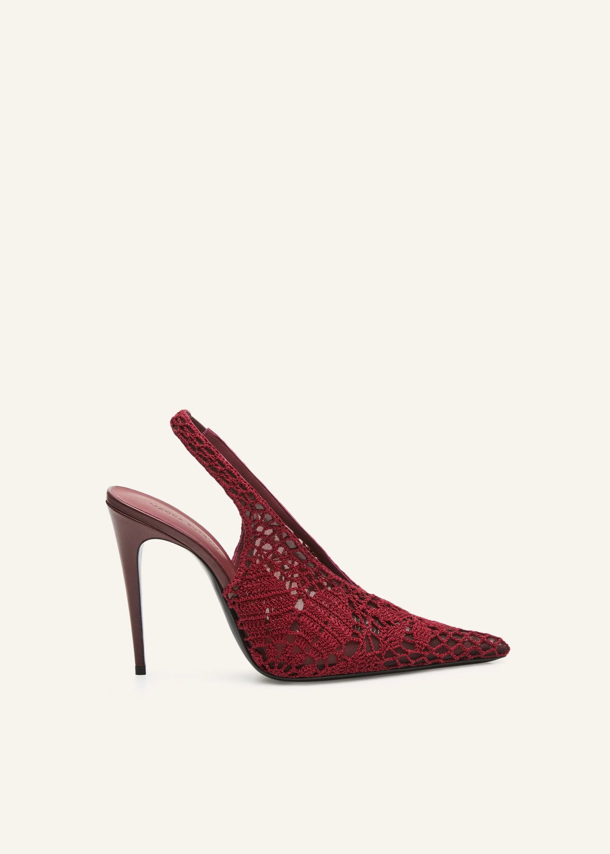 Slingback crochet heels in burgundy - 1