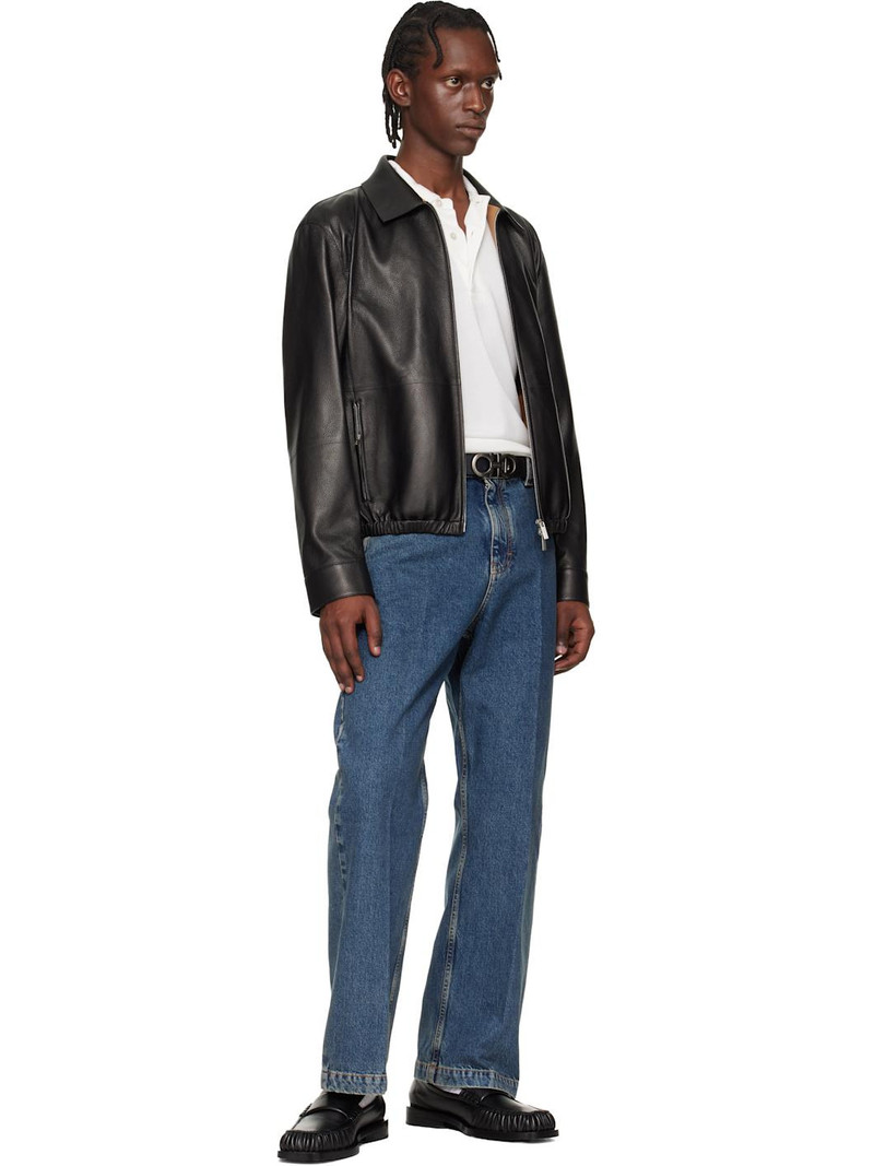 FERRAGAMO Black Adjustable Gancini Reversible Belt outlook