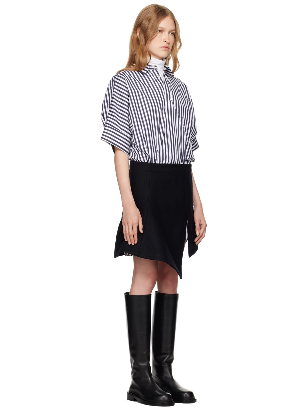 Navy Striped Paneled Mini Dress - 2