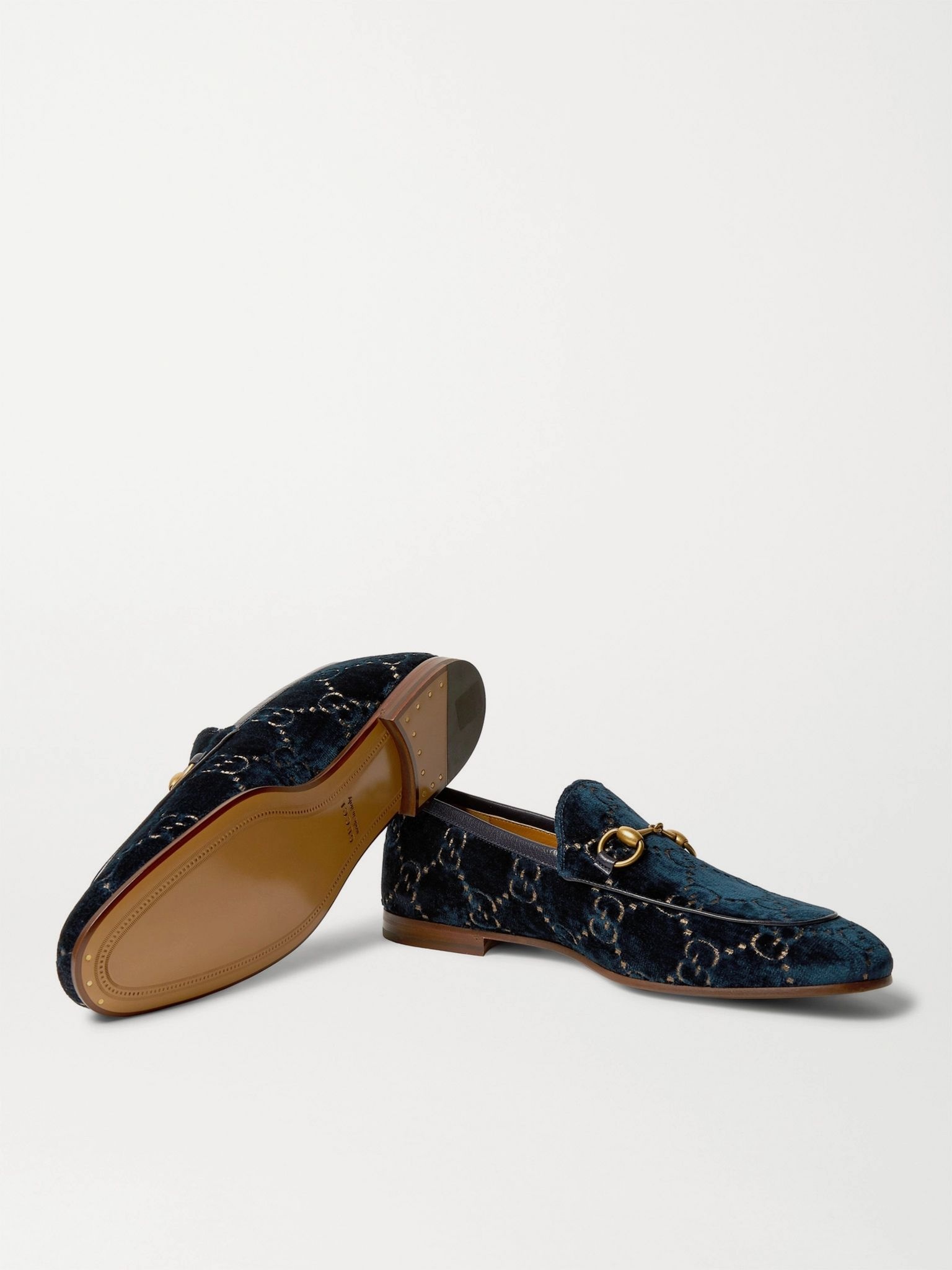 New Jordaan Horsebit Leather-Trimmed Logo-Embroidered Velvet Loafers - 7