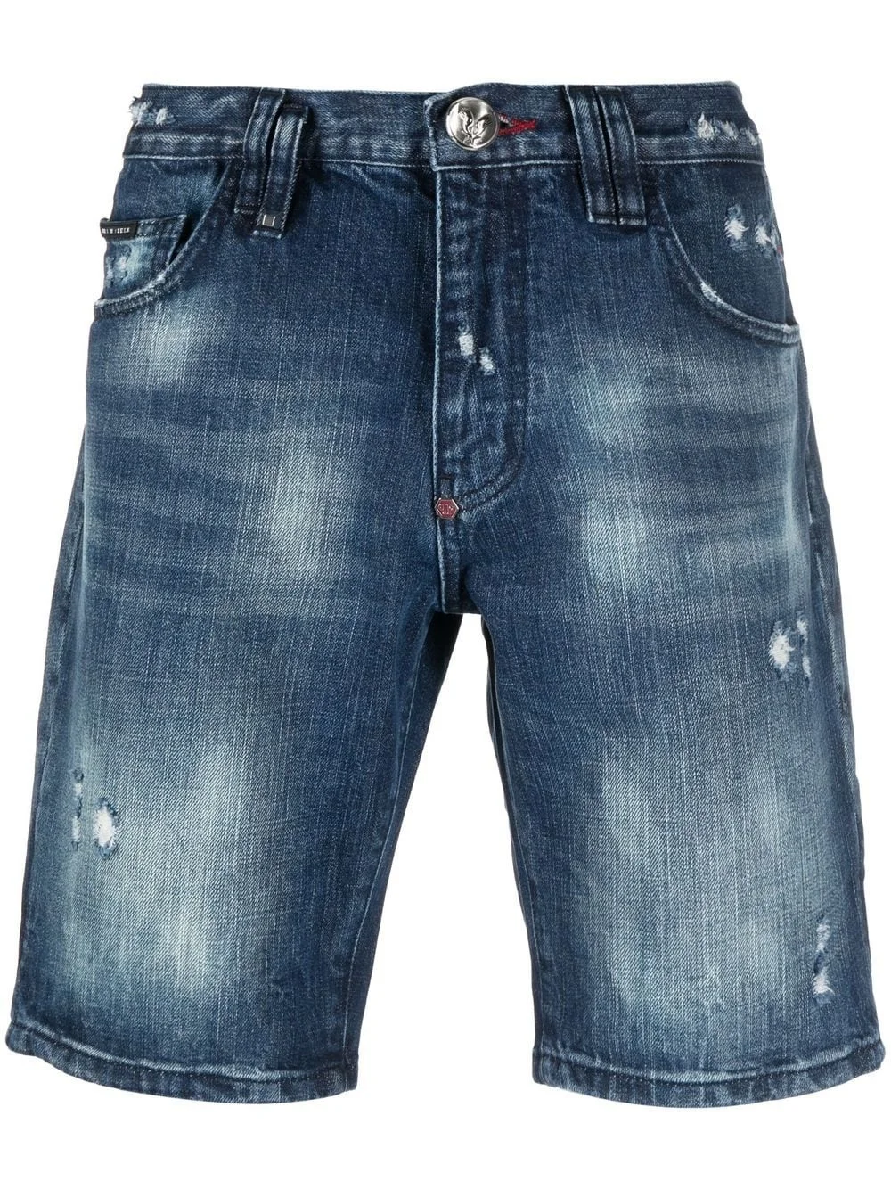 distressed-effect denim shorts - 1