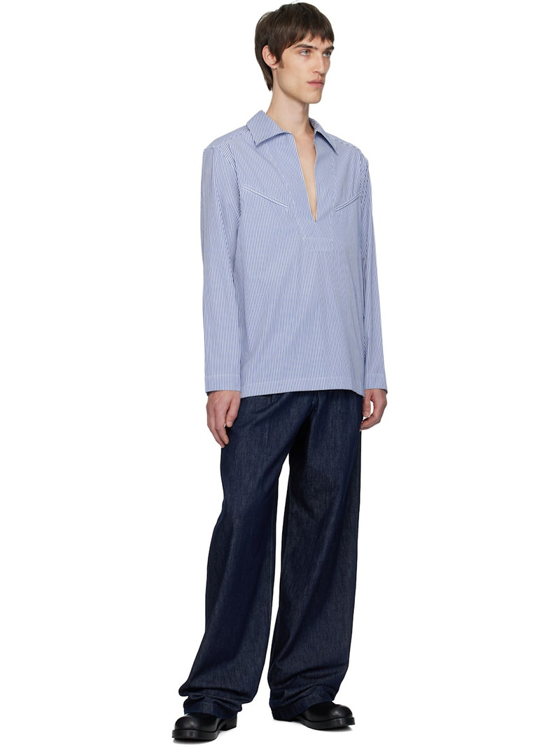 Dries Van Noten Blue Popover Cotton Shirt outlook