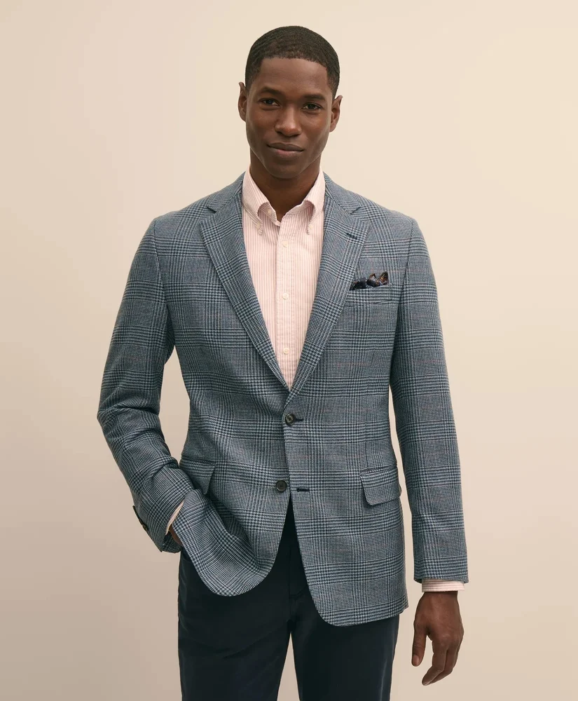 Classic Fit Wool-Cotton Blend Hopsack Houndstooth Sport Coat - 1