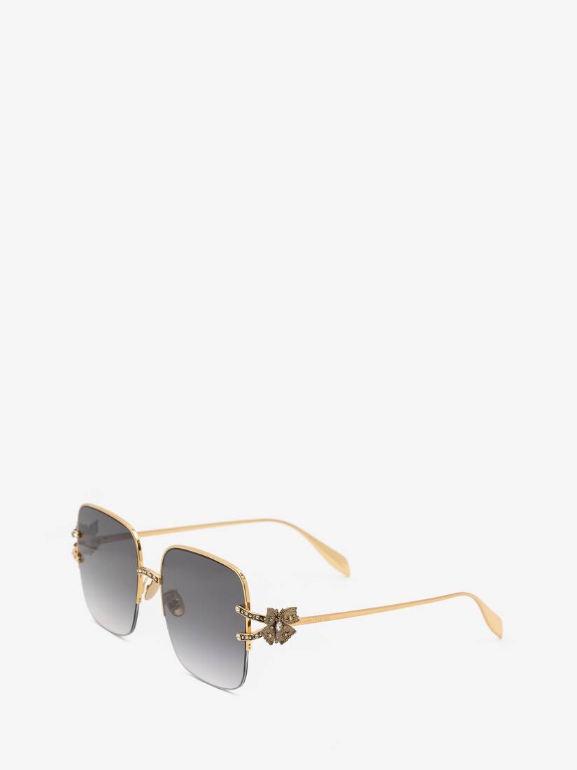 Women's Butterfly Jewelled Square Sunglasses in Gold - 3