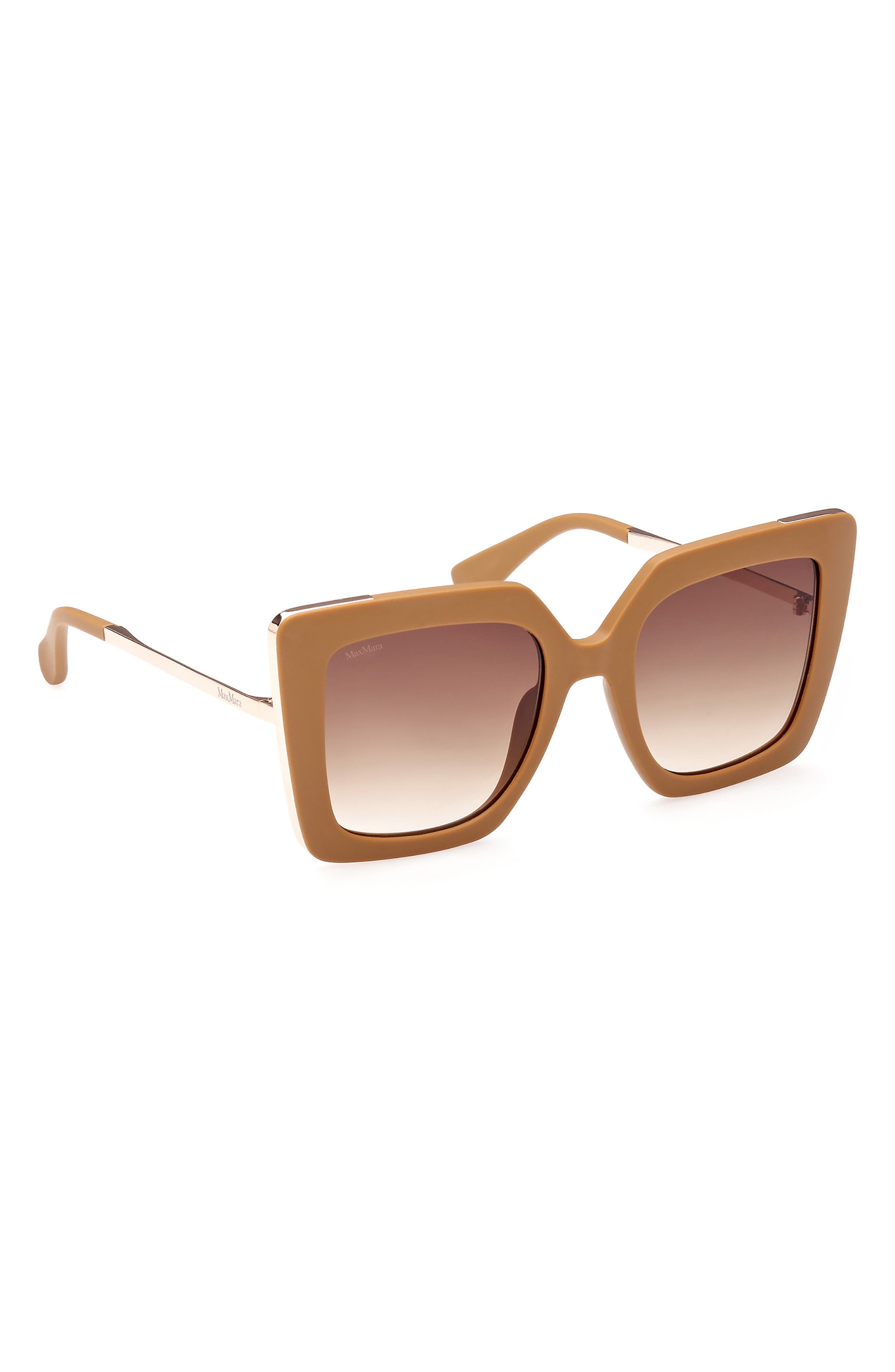 Max Mara Square Sunglasses in Matte Pink /Gradient Brown at Nordstrom - 3