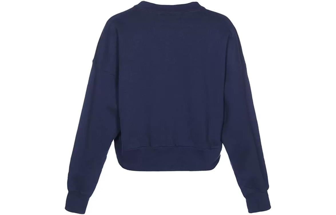 (WMNS) Jordan Solid Color Embroidered Round Neck Long Sleeves Hoodie Navy Blue DQ0864-410 - 2