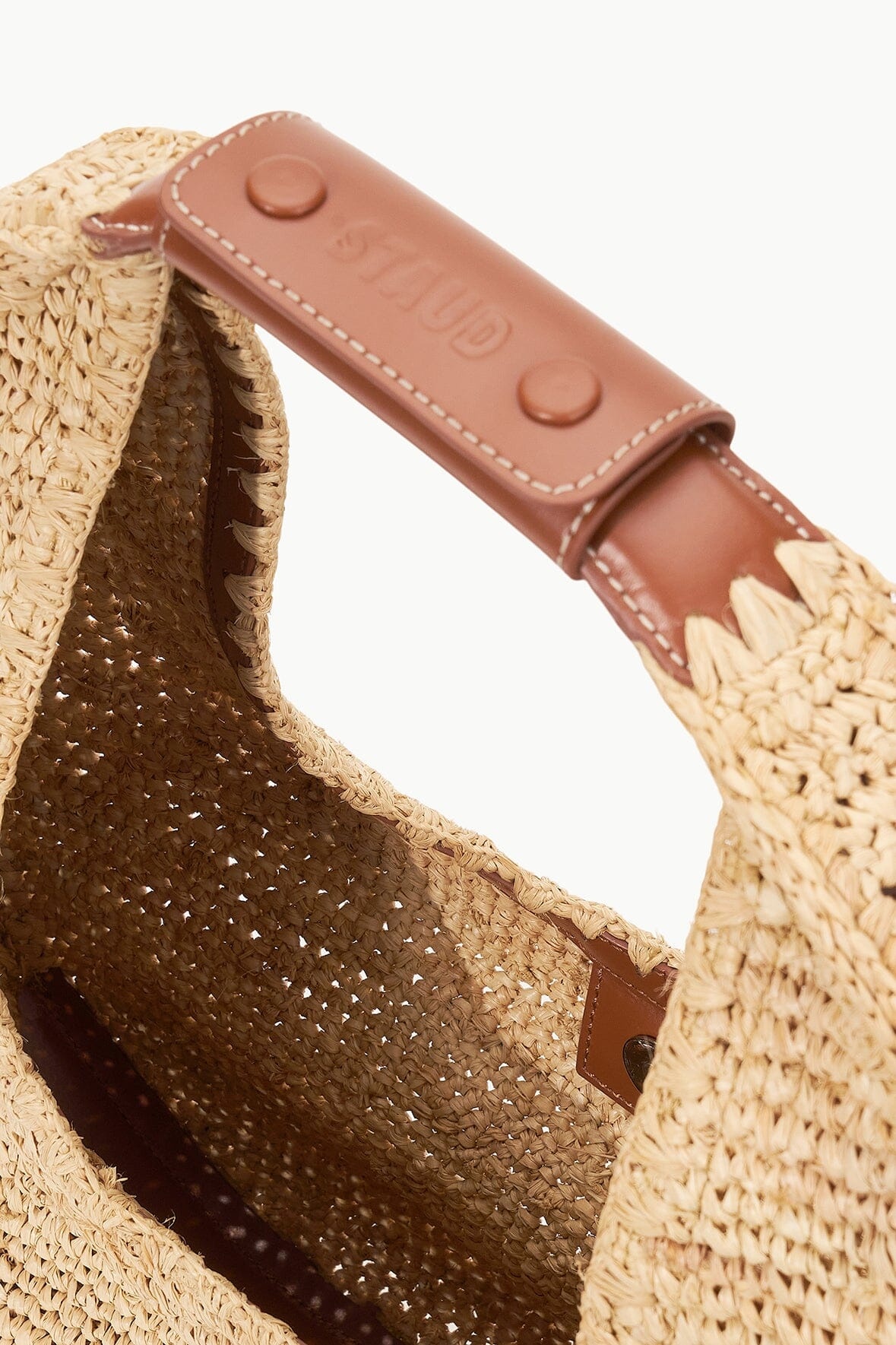 STAUD LARGE RAFFIA MOON TOTE BAG NATURAL TAN - 7