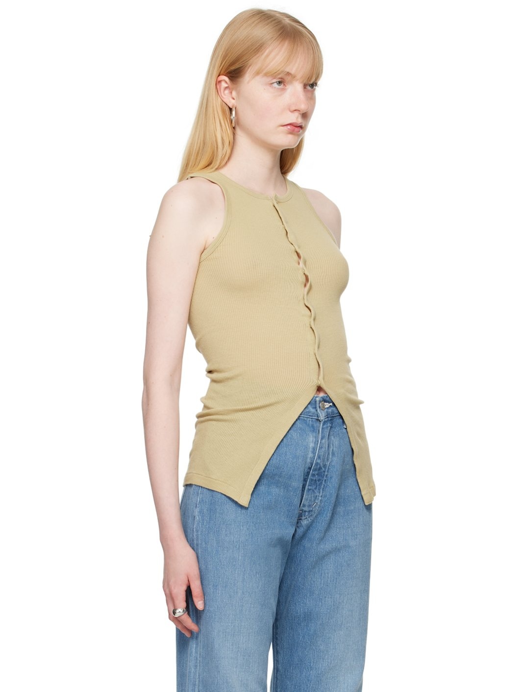 Khaki Press-Stud Tank Top - 2