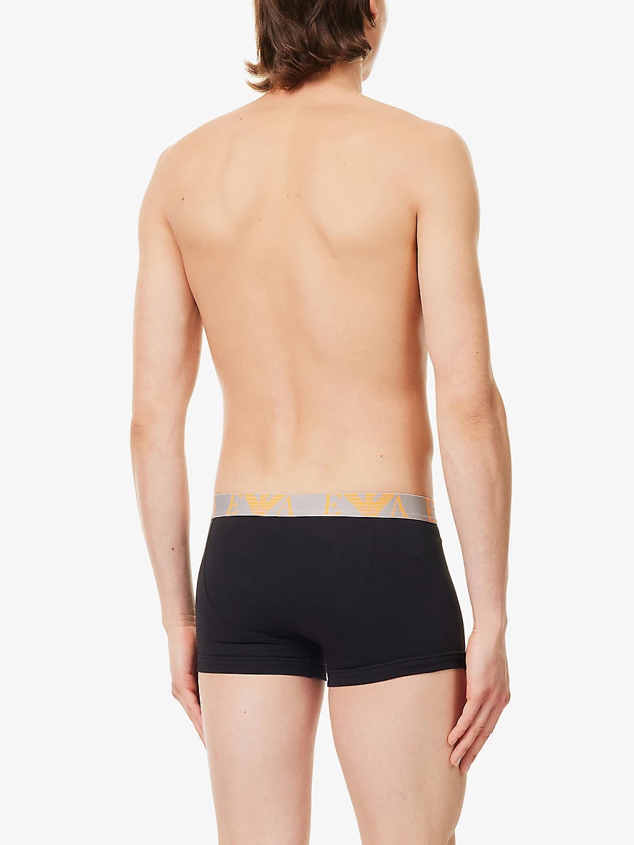 Branded-waistband pack of three stretch-cotton trunks - 3