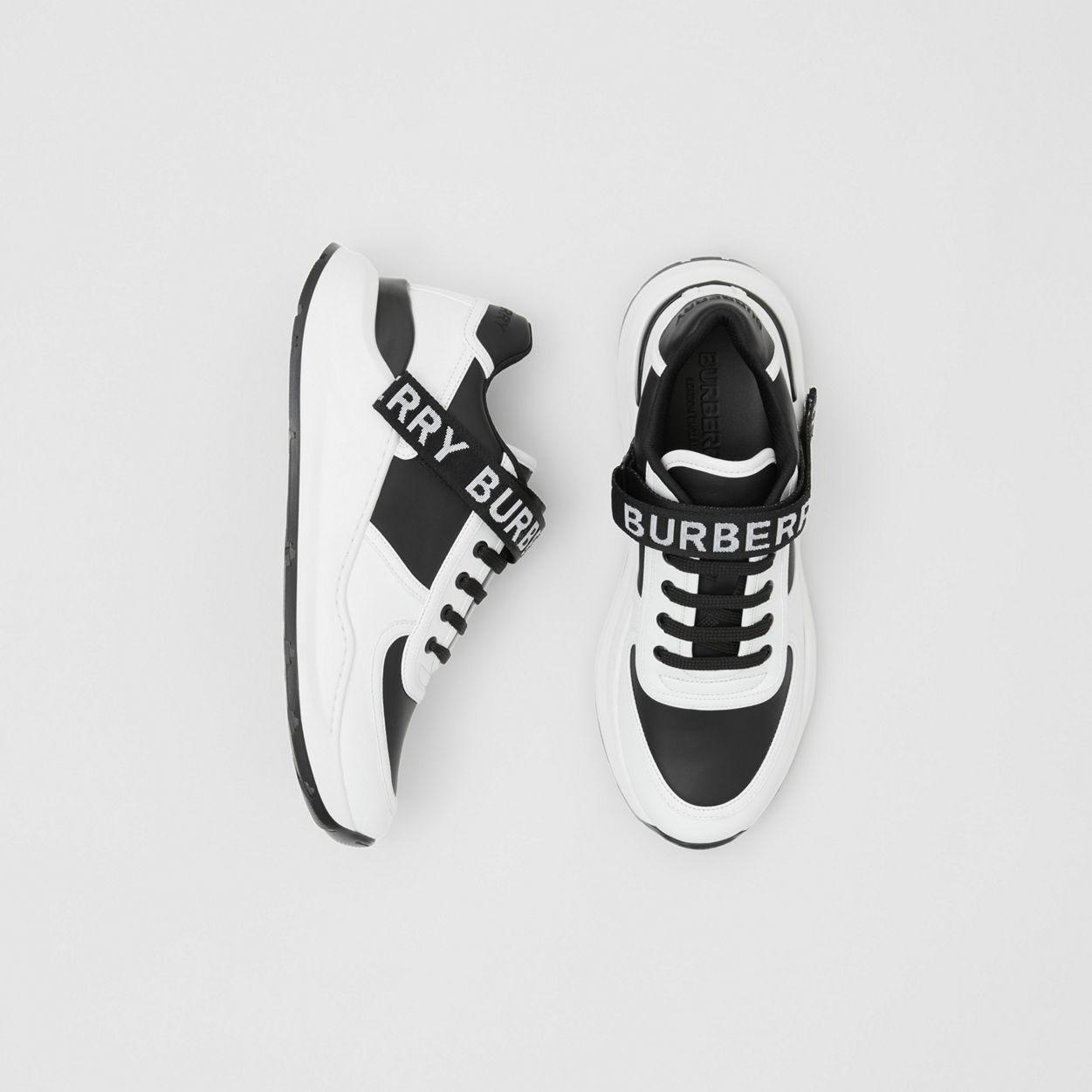 Logo Detail Leather and Nylon Sneakers - 2