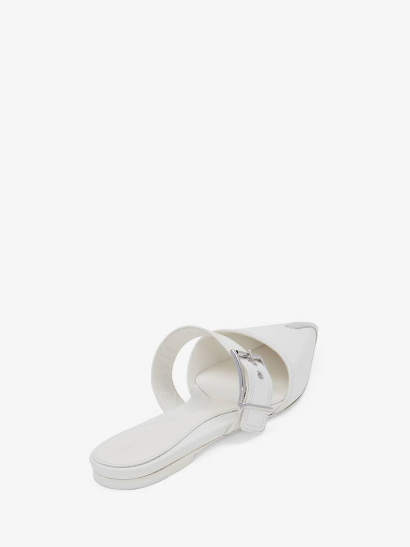 Alexander McQueen Punk Flat Mule in Ivory/silver outlook