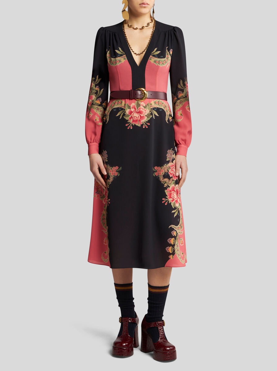 MIDI DRESS WITH PLACED FLORAL PRINT - 3