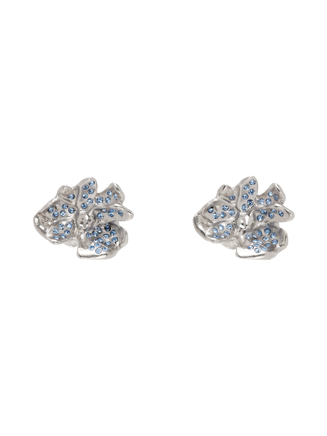 Silver Metal Flower Stud Earrings - 1