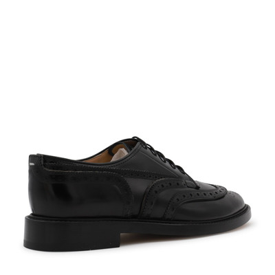 Maison Margiela black leather tabi lace up shoes outlook