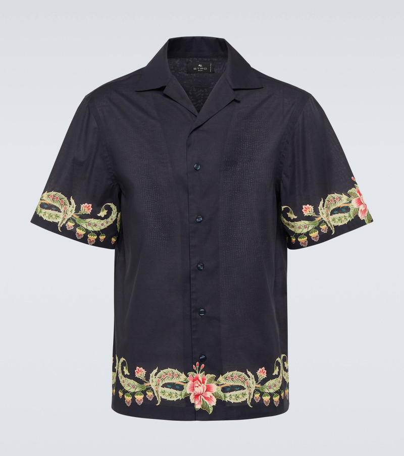 Floral cotton bowling shirt - 1