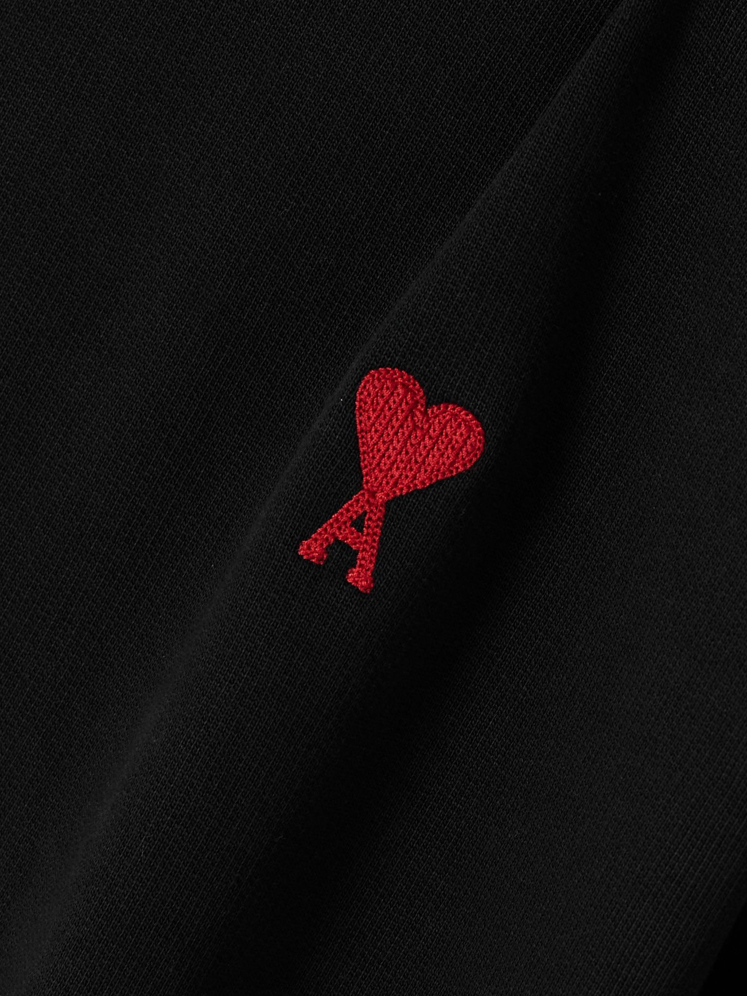 Embroidered cotton-blend jersey hoodie Black - 4