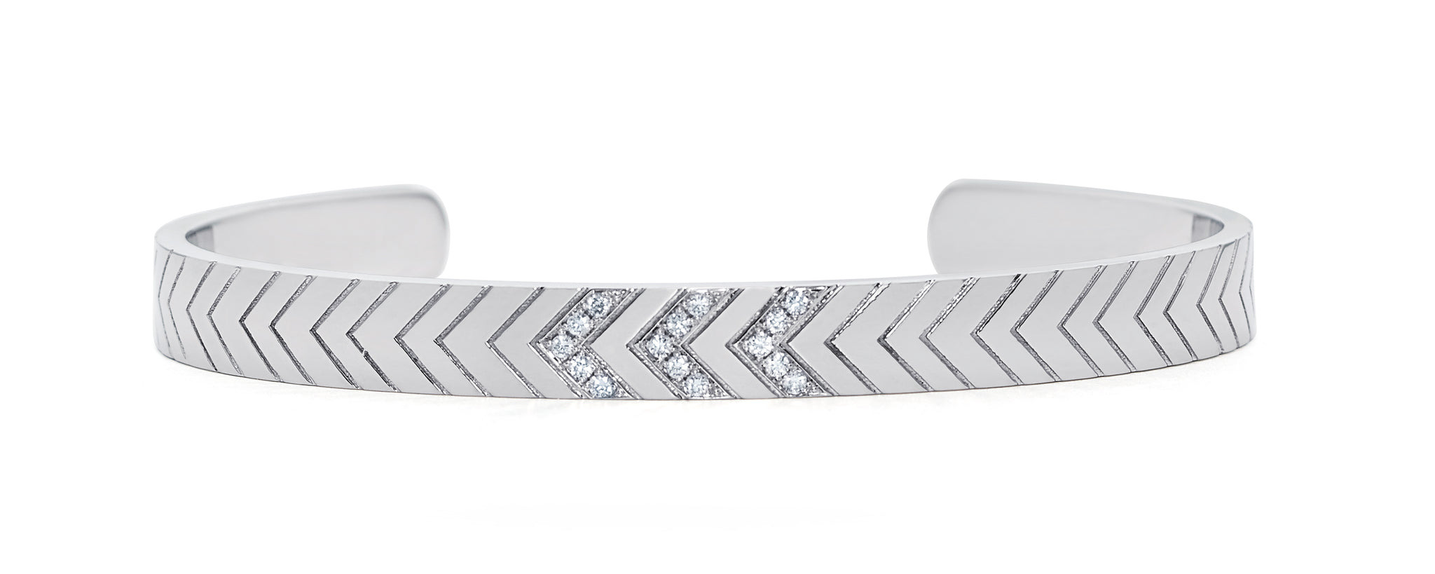 WHITE GOLD TRI-DIAMOND CHEVRON CUFF - 3