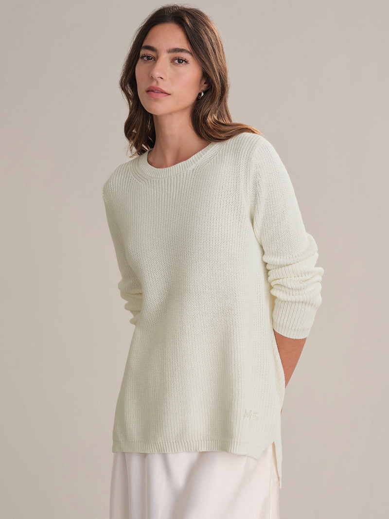 525 america Emma: Crewneck Shaker Stitch Cotton Sweater outlook