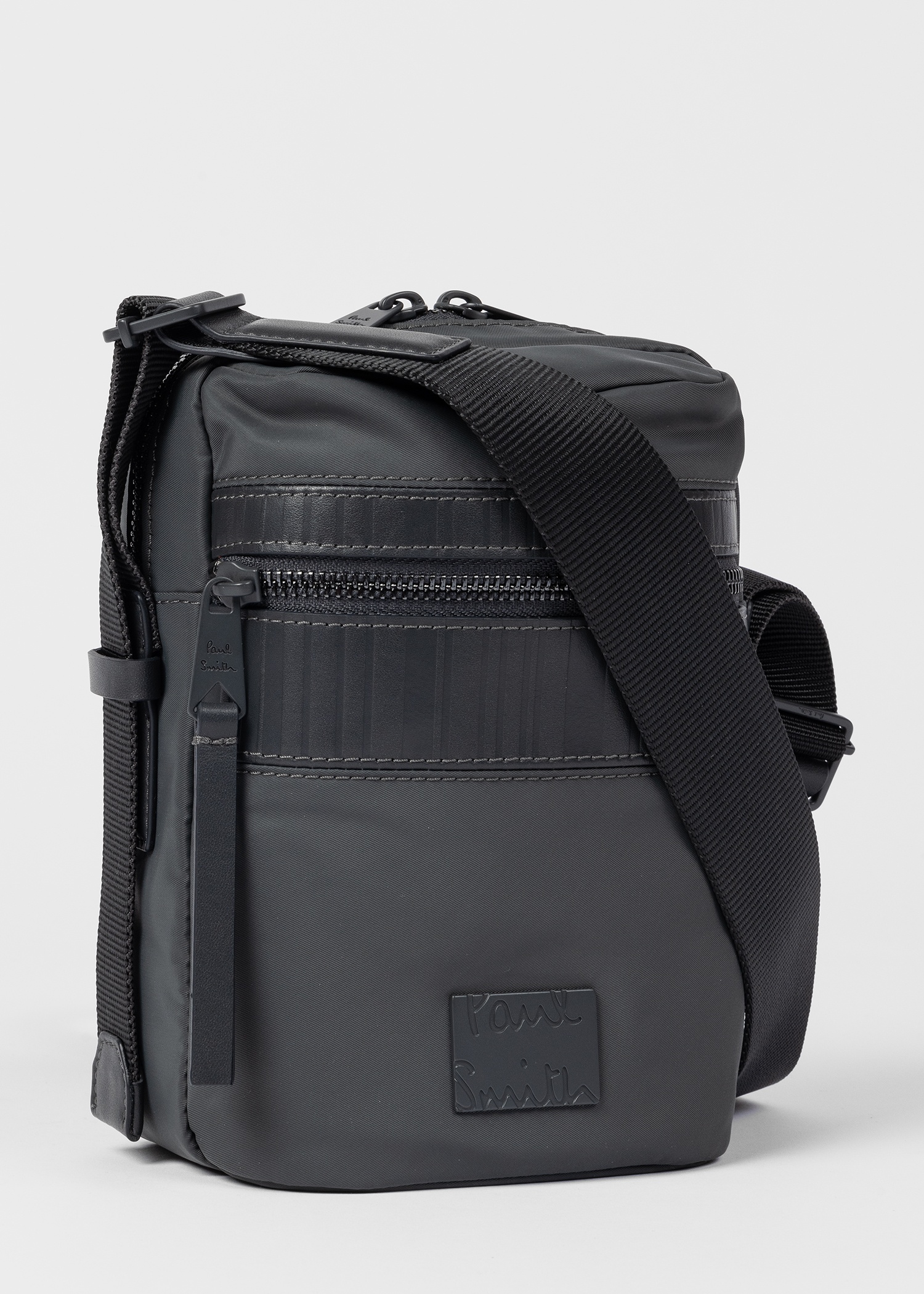 Slate Grey 'Shadow Stripe' Trim Flight Bag - 8