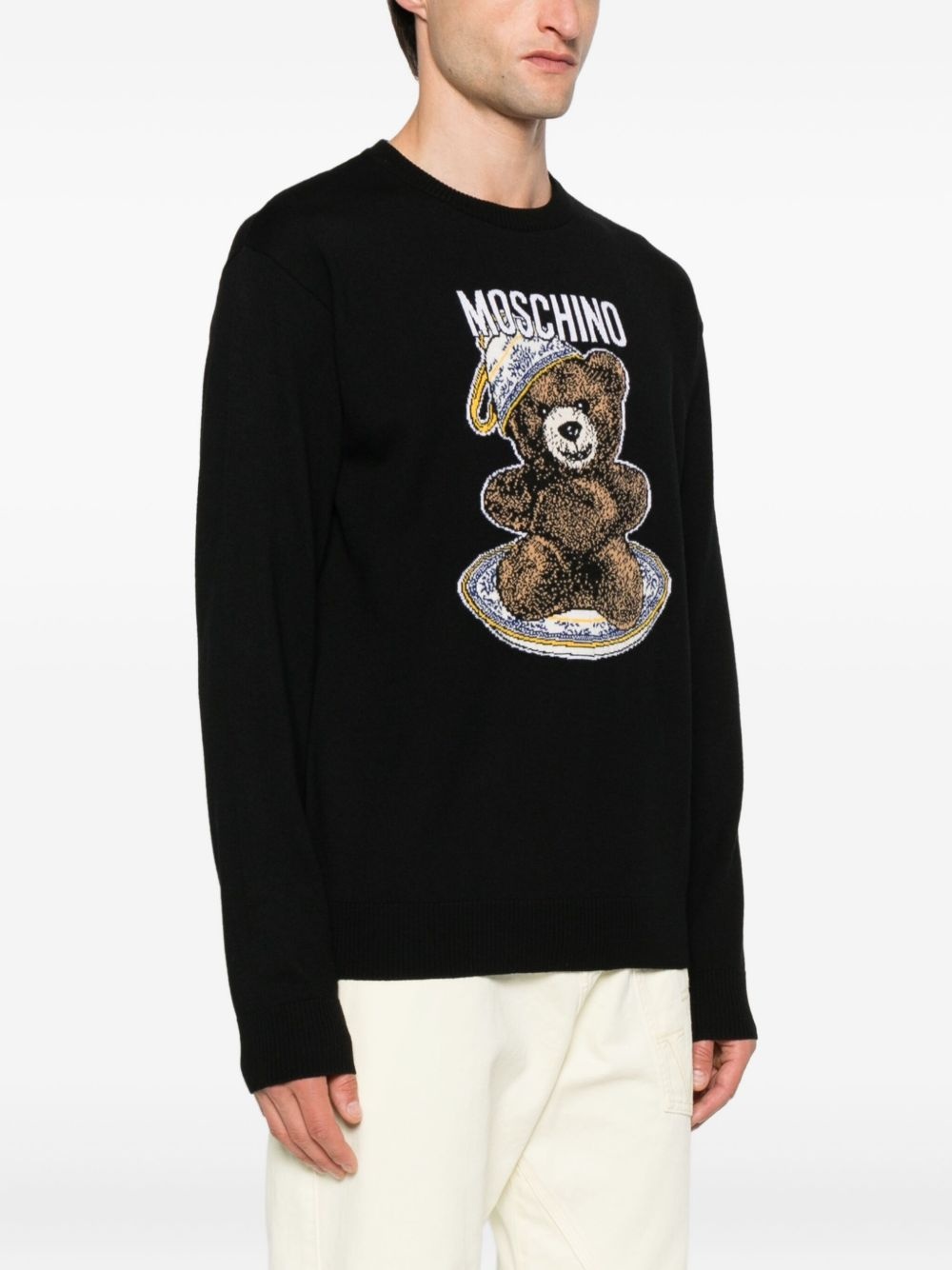 teddy-intarsia wool jumper - 3