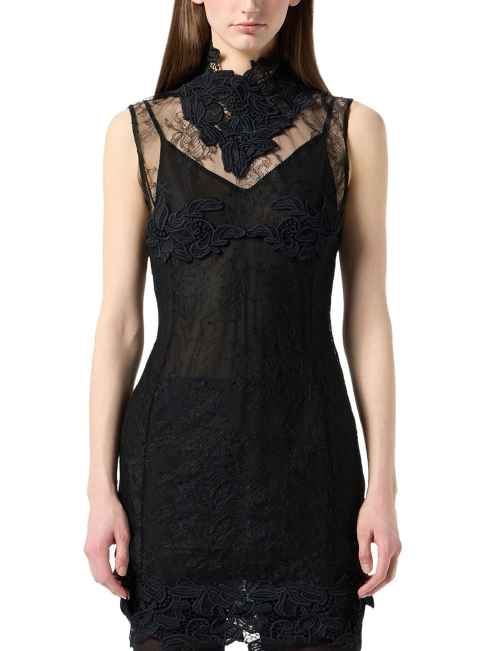 high-neck mini dress - 3