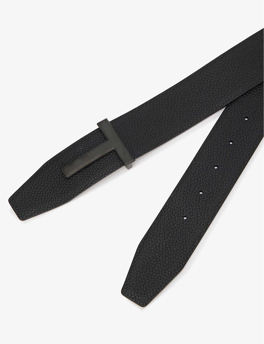 Reversible brand-plaque leather belt - 2