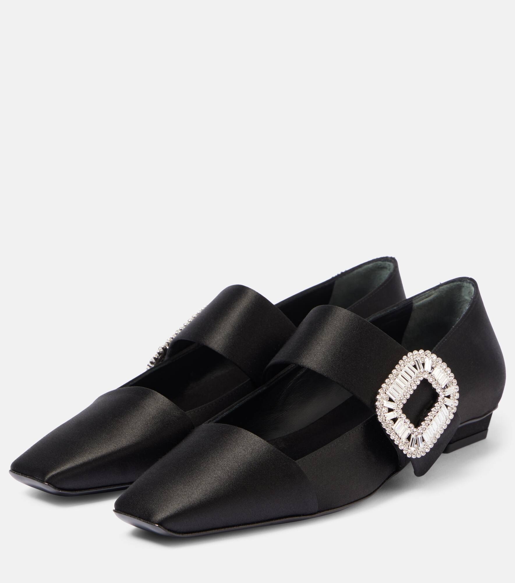 Embellished satin ballet flats - 4