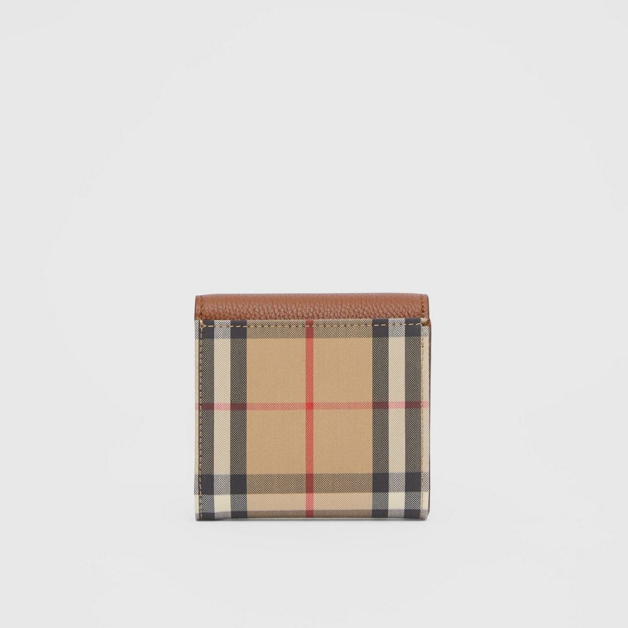 Vintage Check and Grainy Leather Folding Wallet - 5