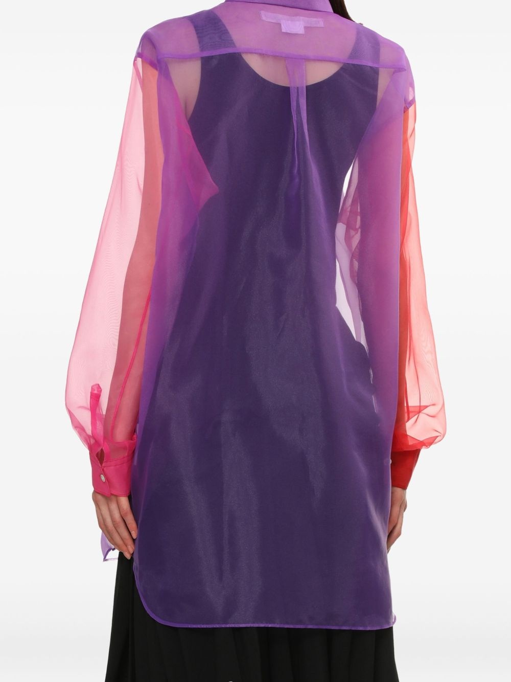 colour-block sheer shirt - 4