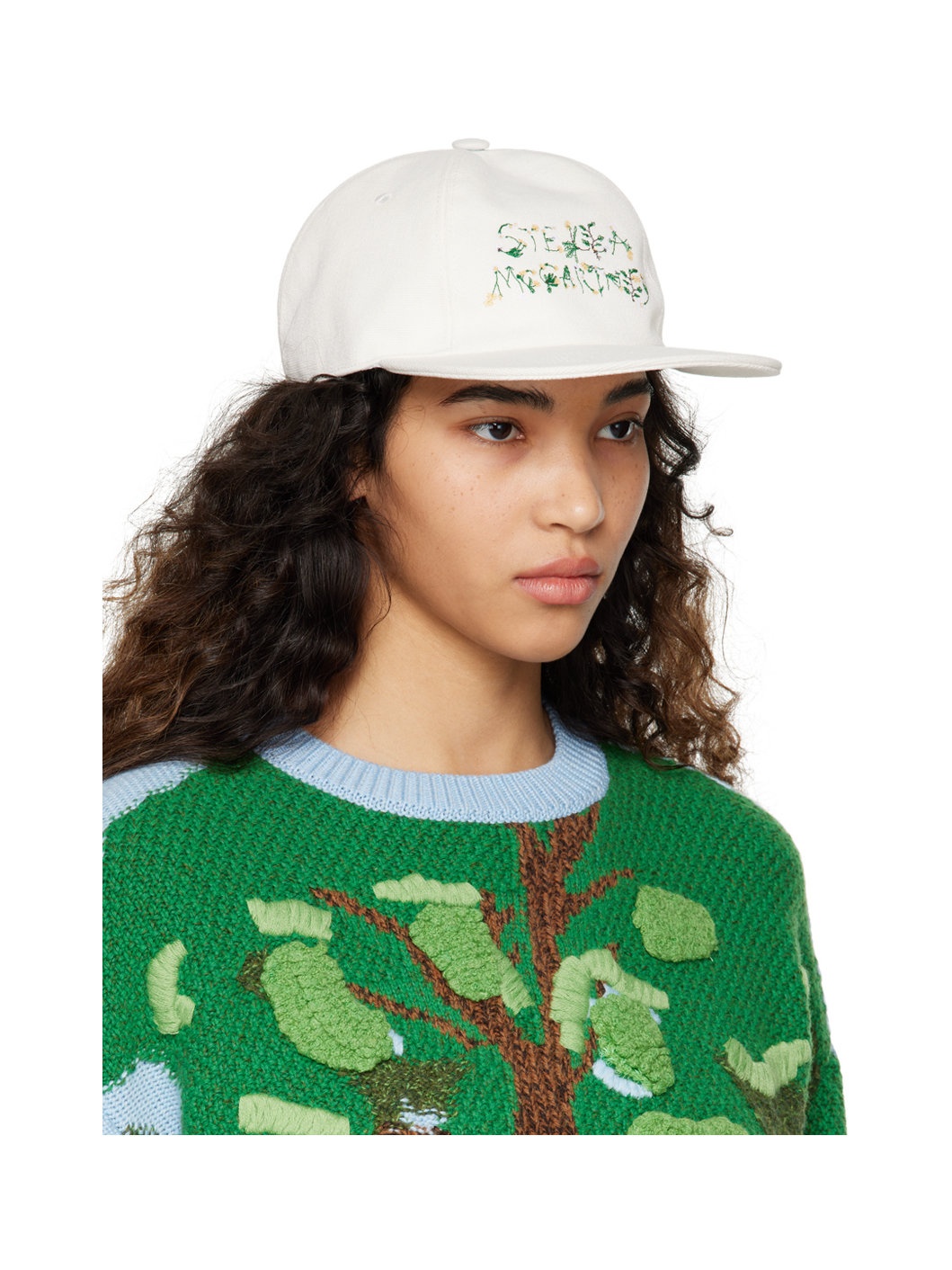 White Embroidered Cap - 2