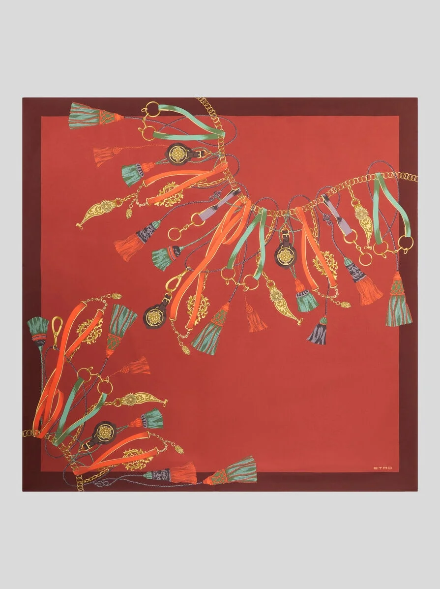 SILK SCARF WITH CHARM MOTIF - 1