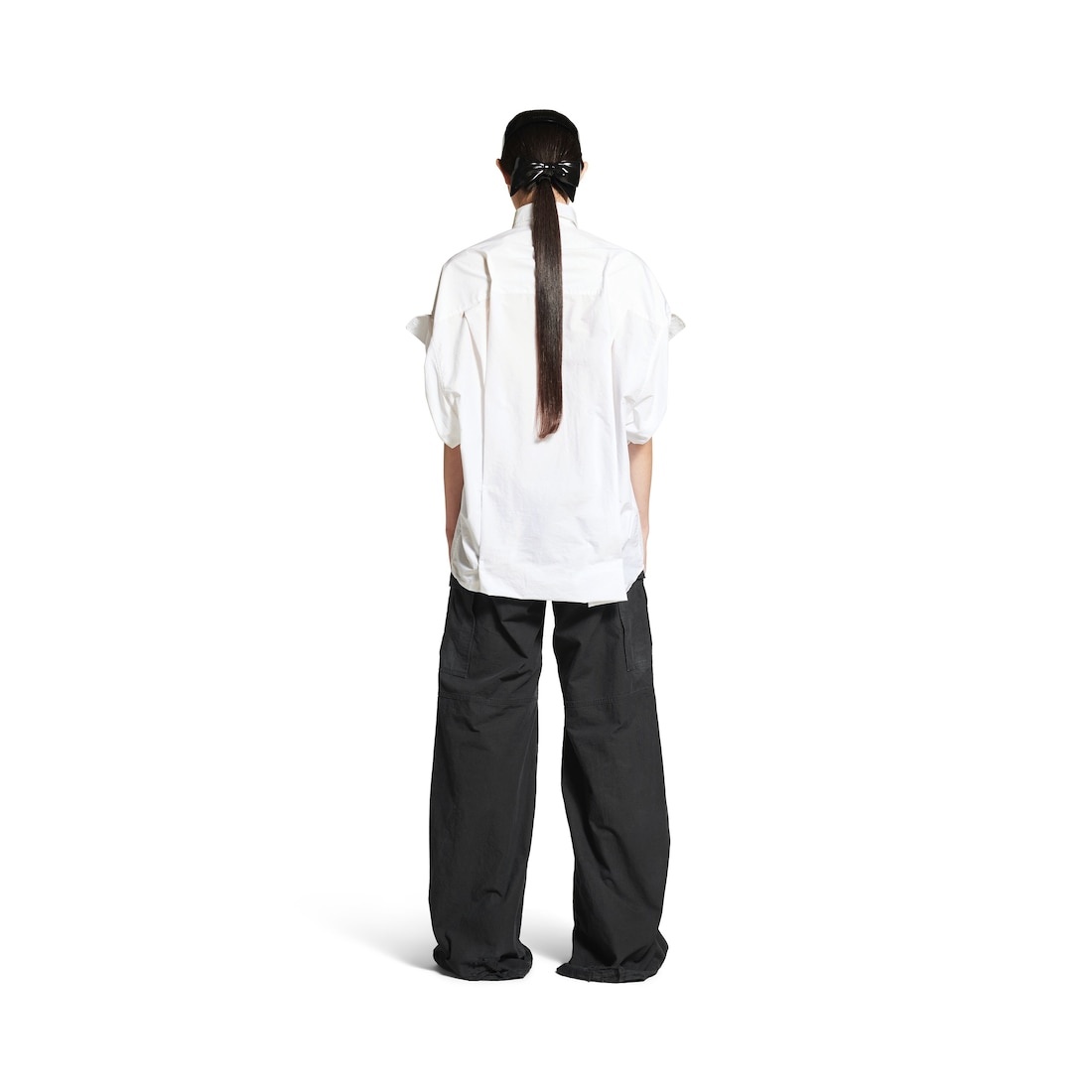Women's Tucked Sleeve Shirt in White - 4