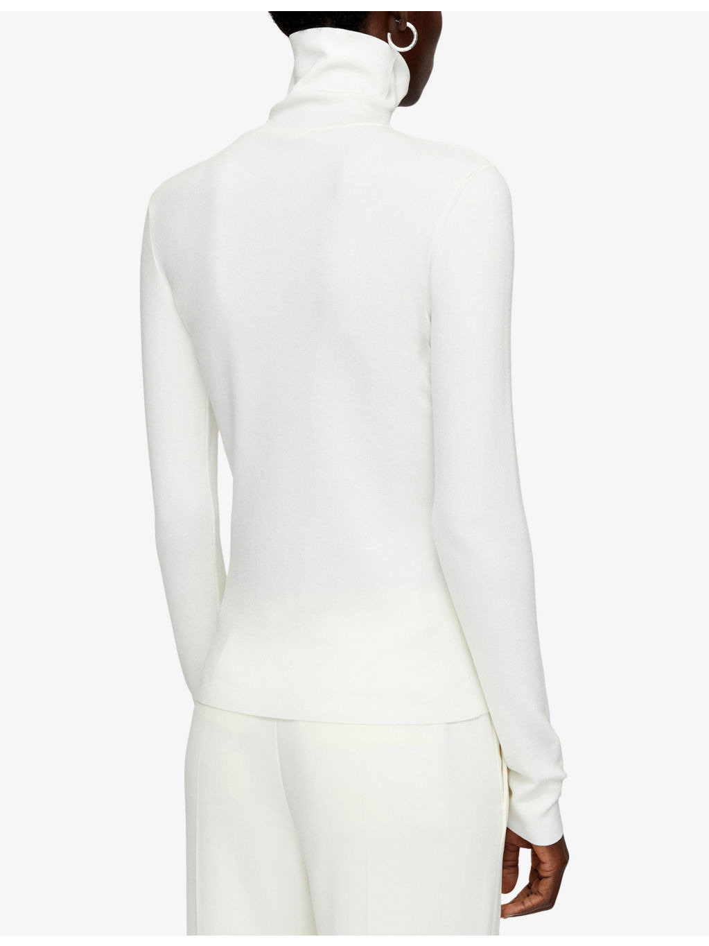 High-Neck Long-Sleeved Silk-Blend Top - 4