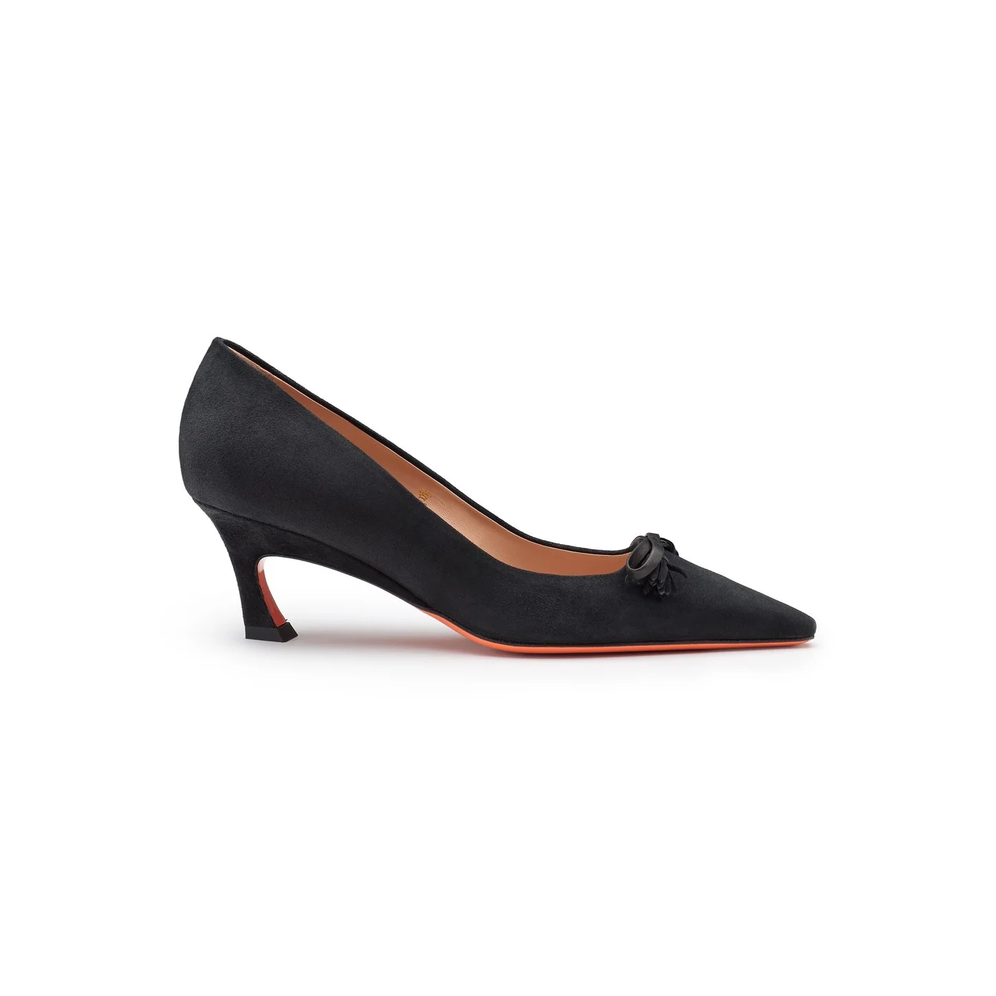 Women's black suede mid-heel pump - 1