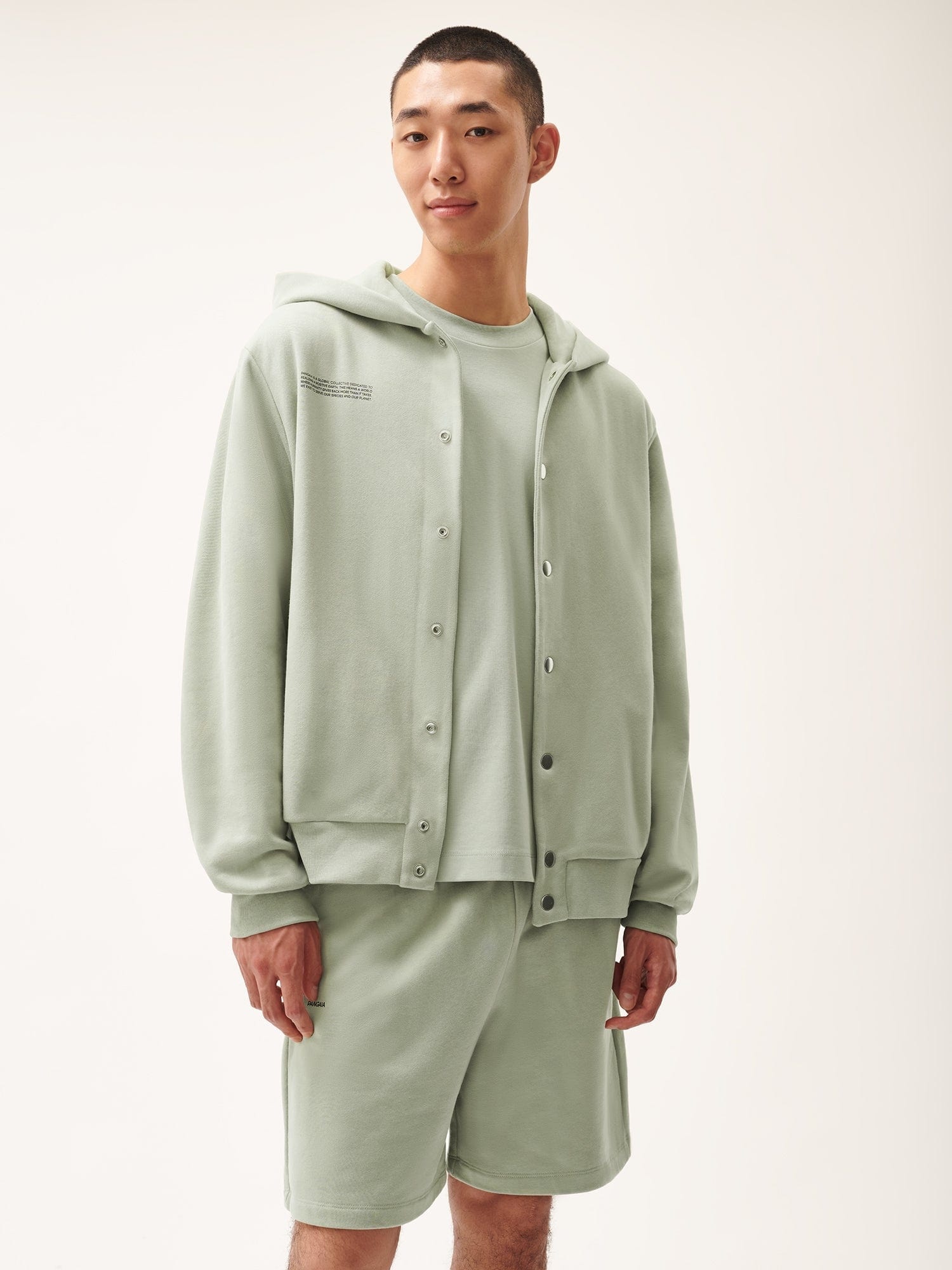 Mens 365 Midweight Snap Button Hoodie - Moss Green - 2