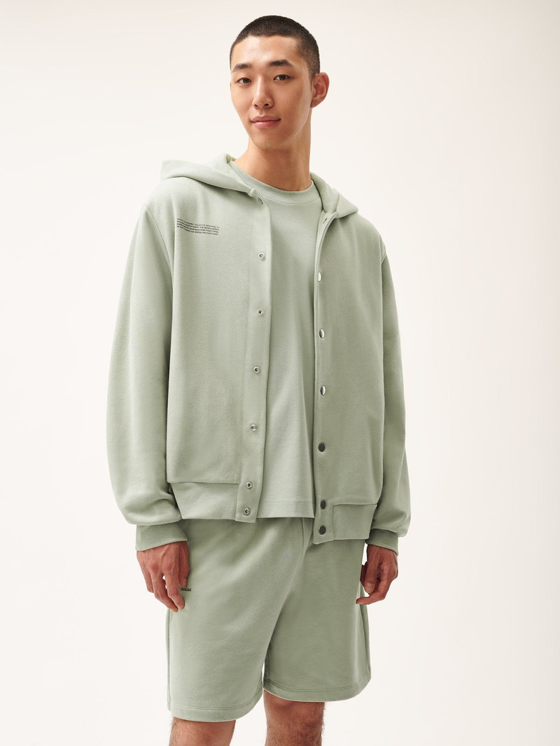 PANGAIA Mens 365 Midweight Snap Button Hoodie - Moss Green outlook