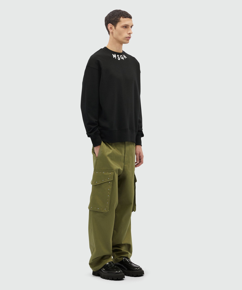 Black jersey sweatshirt with brushstroke logo 4