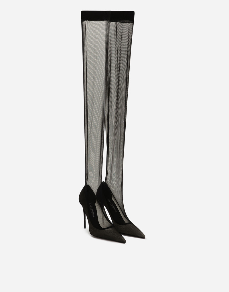 KIM DOLCE&GABBANA Stretch tulle thigh-high boots 2