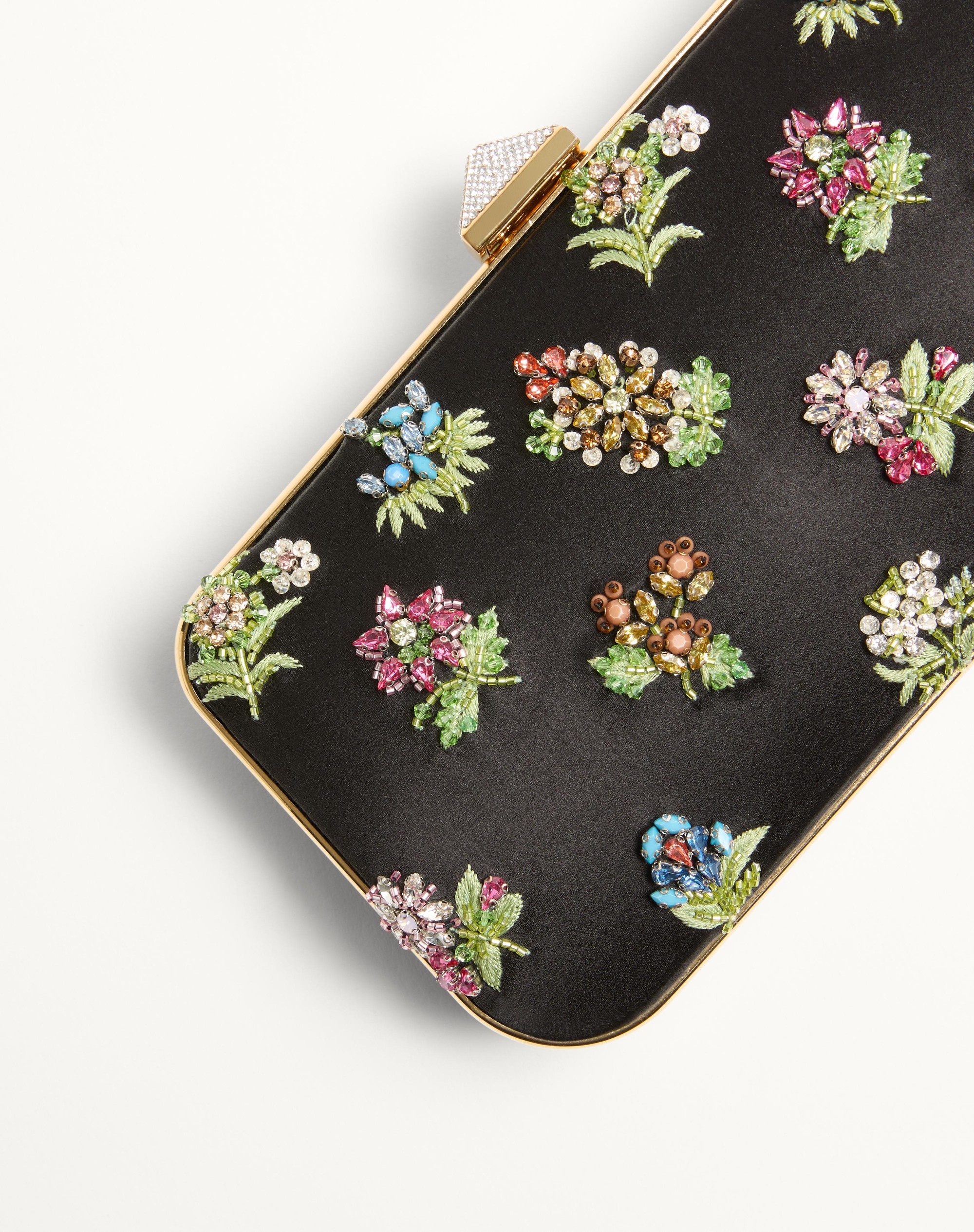 CARRY SECRETS SATIN MINAUDIERE WITH FLORAL EMBROIDERY - 8